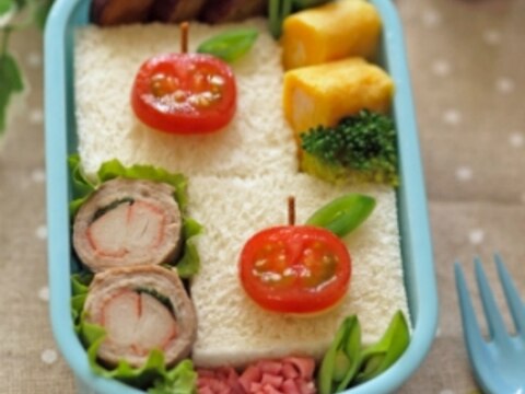 【5min】プチトマトでリンゴ弁当